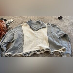 Cropped quarter button sweatshirt